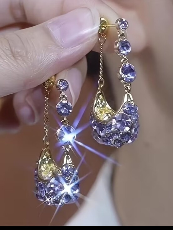 Ruolan Ltd Jewelry - Vintage-Purple Basket Drop Earrings(High Quality Sterling Silver Posts) 14K